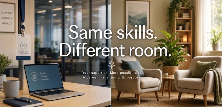 Former HR professional now working as a counsellor in a one-on-one session in an Australian practice