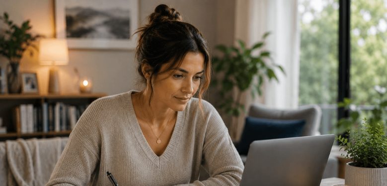 NLP coach in a one-on-one session with client in a modern Australian office